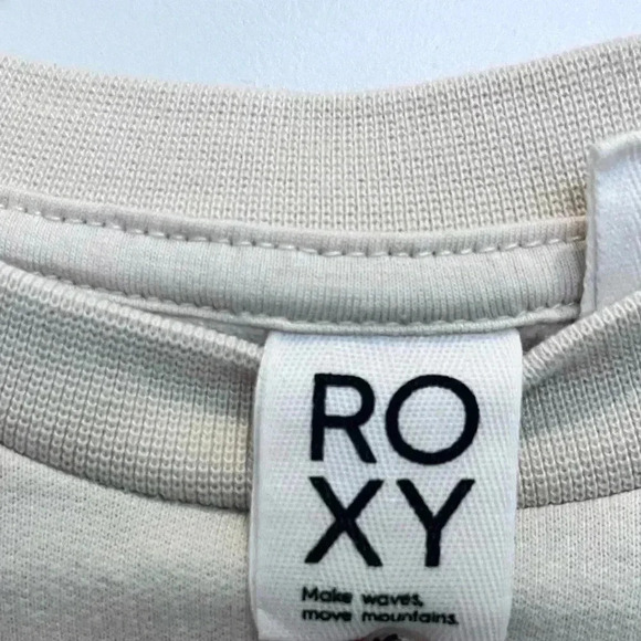 Off-white tan cream Roxy Lazy Days in Paradise Sweatshirt Comfy Crewneck XS - Picture 6 of 7